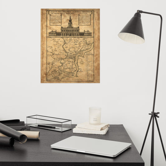 Antique Map of Philadelphia 1758 Poster 16x20