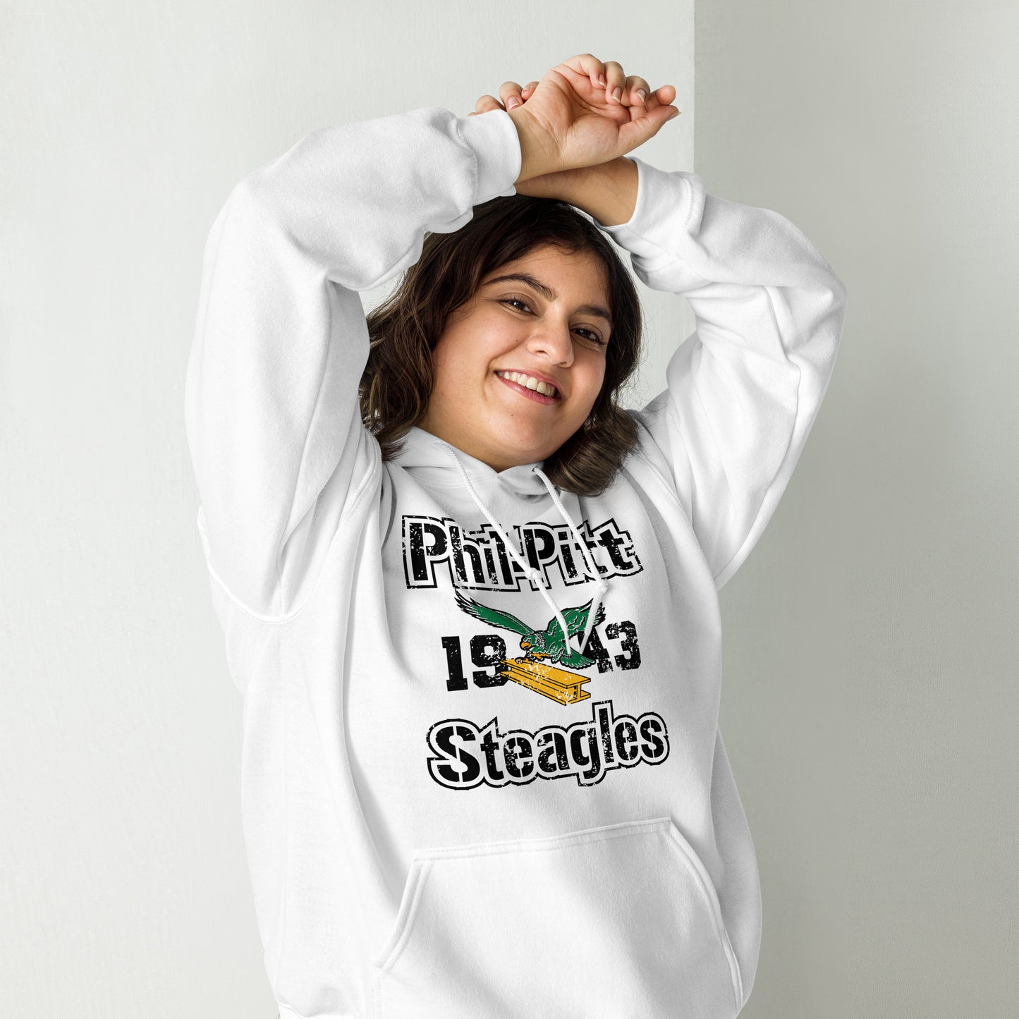Vintage NFL Phil-Pitt Steagles (Steelers Eagles) White Unisex Hoodie