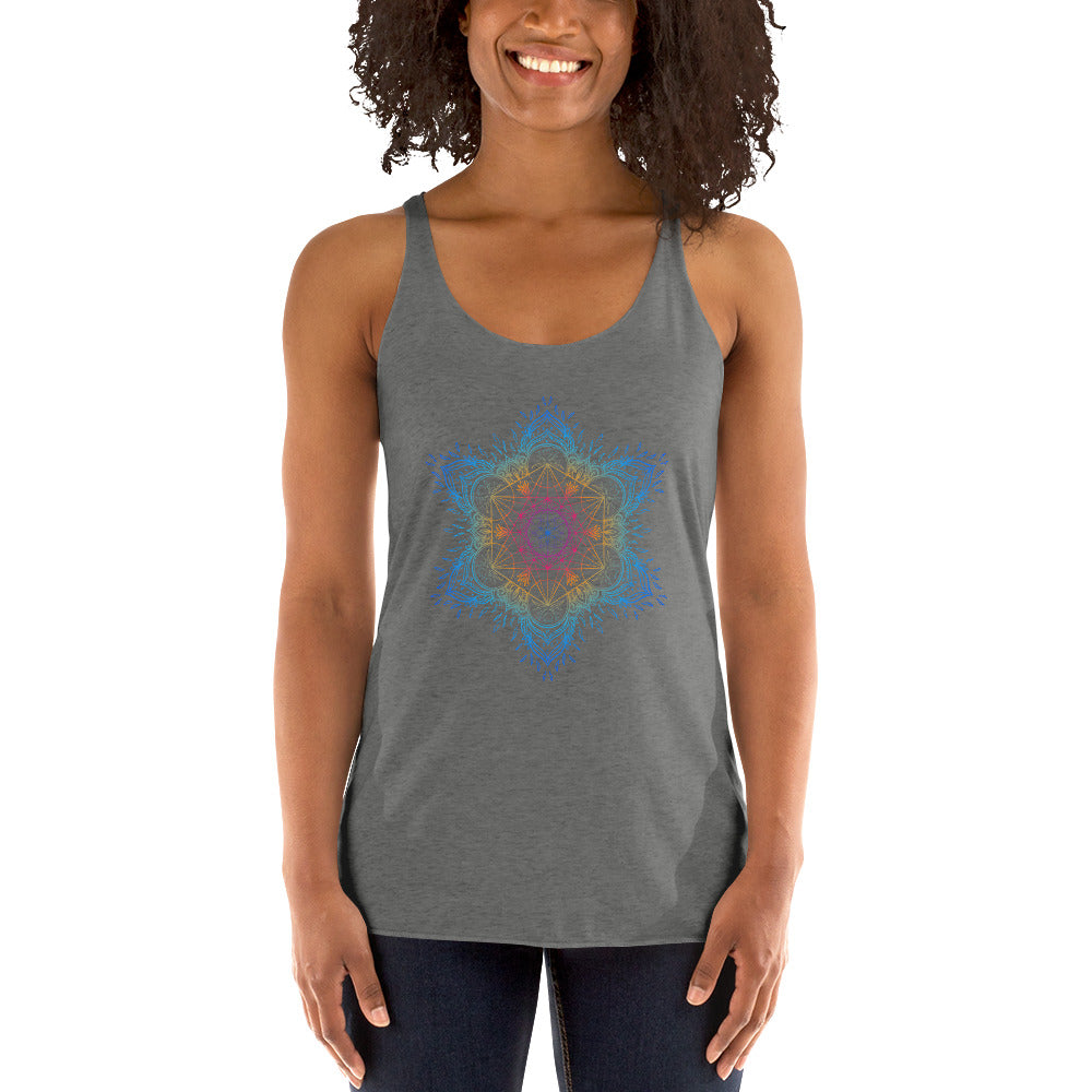 Sacred Geometry Metatron's Cube Mandala Women's Racerback Tank