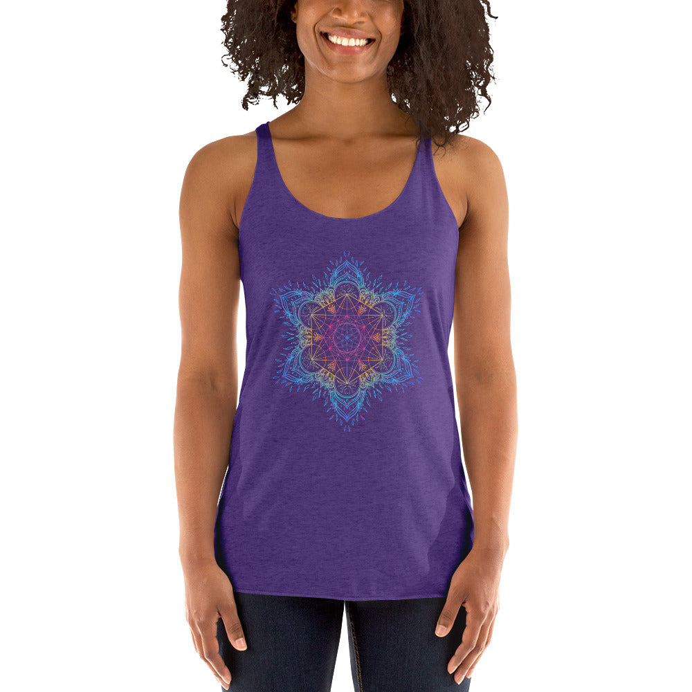 Sacred Geometry Metatron's Cube Mandala Women's Racerback Tank