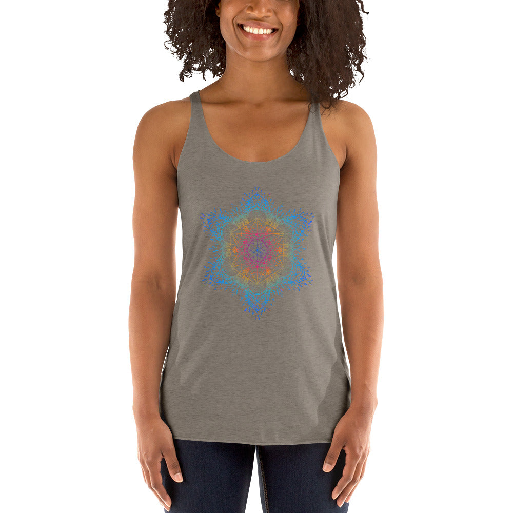 Sacred Geometry Metatron's Cube Mandala Women's Racerback Tank