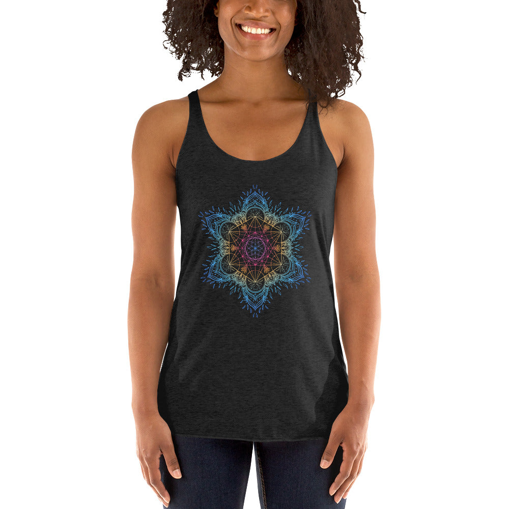 Sacred Geometry Metatron's Cube Mandala Women's Racerback Tank