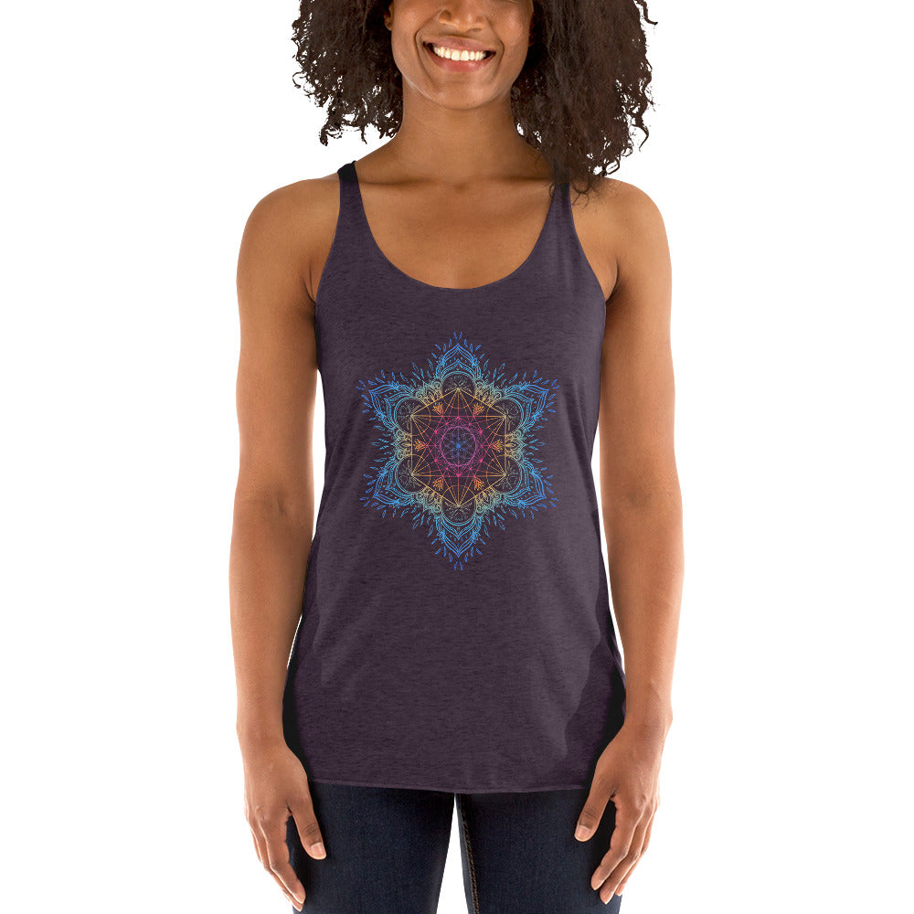 Sacred Geometry Metatron's Cube Mandala Women's Racerback Tank