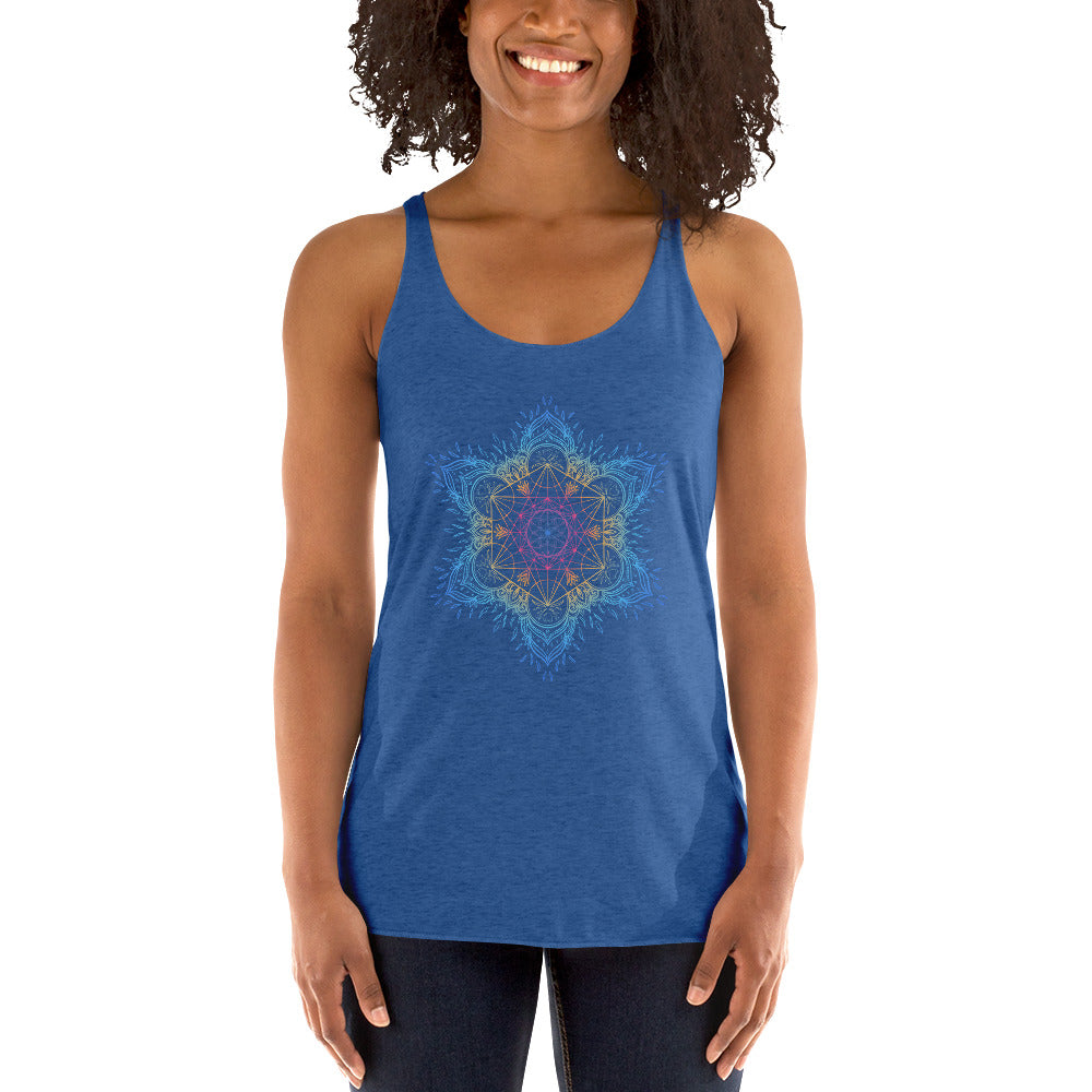 Sacred Geometry Metatron's Cube Mandala Women's Racerback Tank