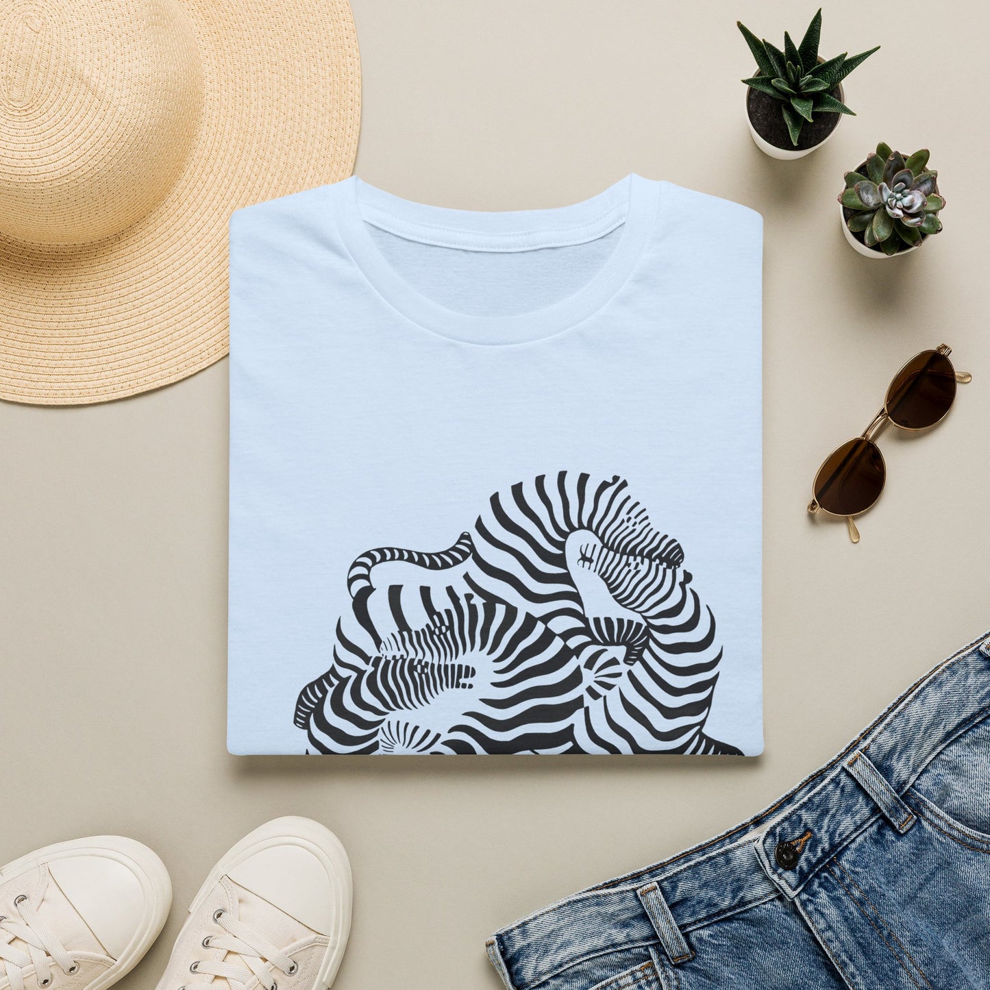Zebra Wave T‑Shirt — Abstract Black & White Striped Design