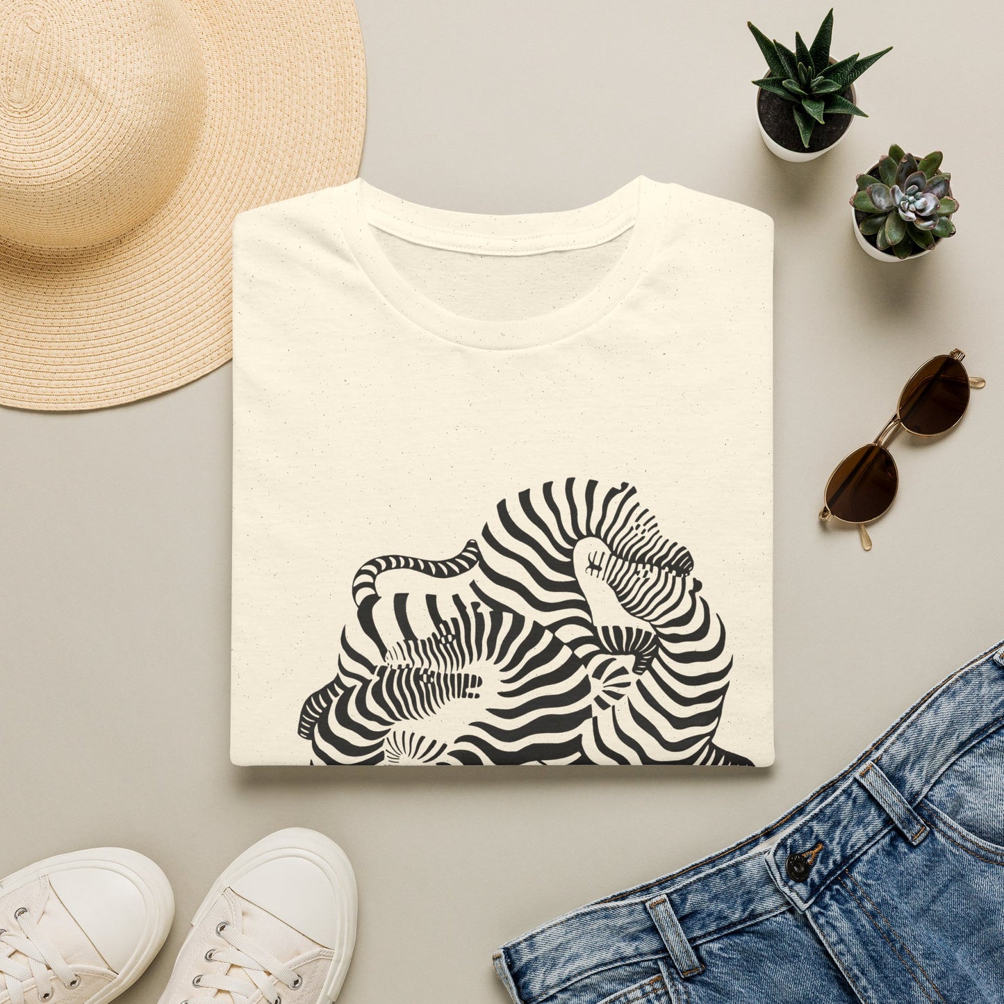 Zebra Wave T‑Shirt — Abstract Black & White Striped Design