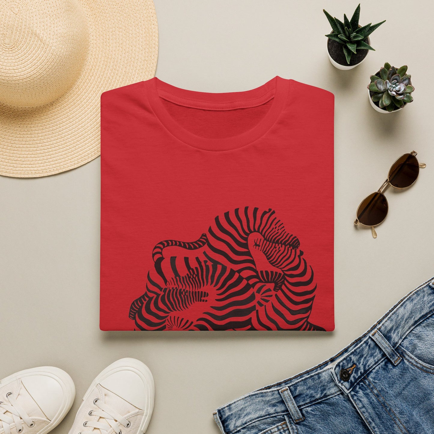 Zebra Wave T‑Shirt — Abstract Black & White Striped Design