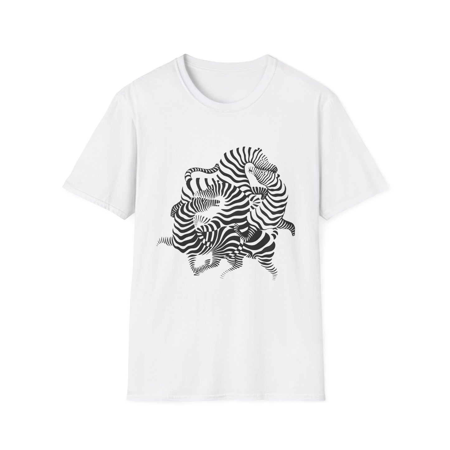 Zebra Wave T‑Shirt — Abstract Black & White Striped Design