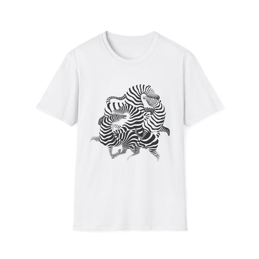 Zebra Wave T‑Shirt — Abstract Black & White Striped Design