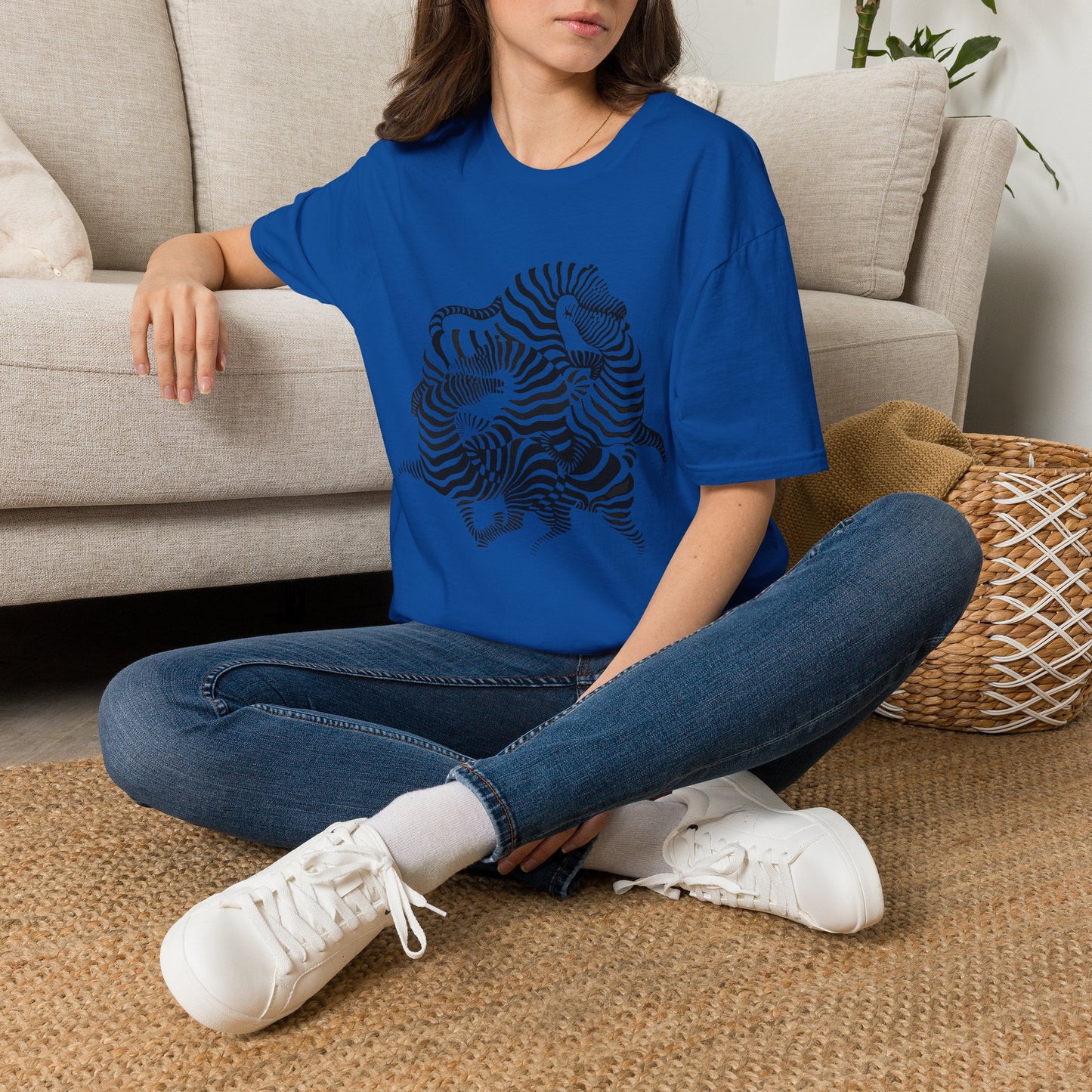 Zebra Wave T‑Shirt — Abstract Black & White Striped Design