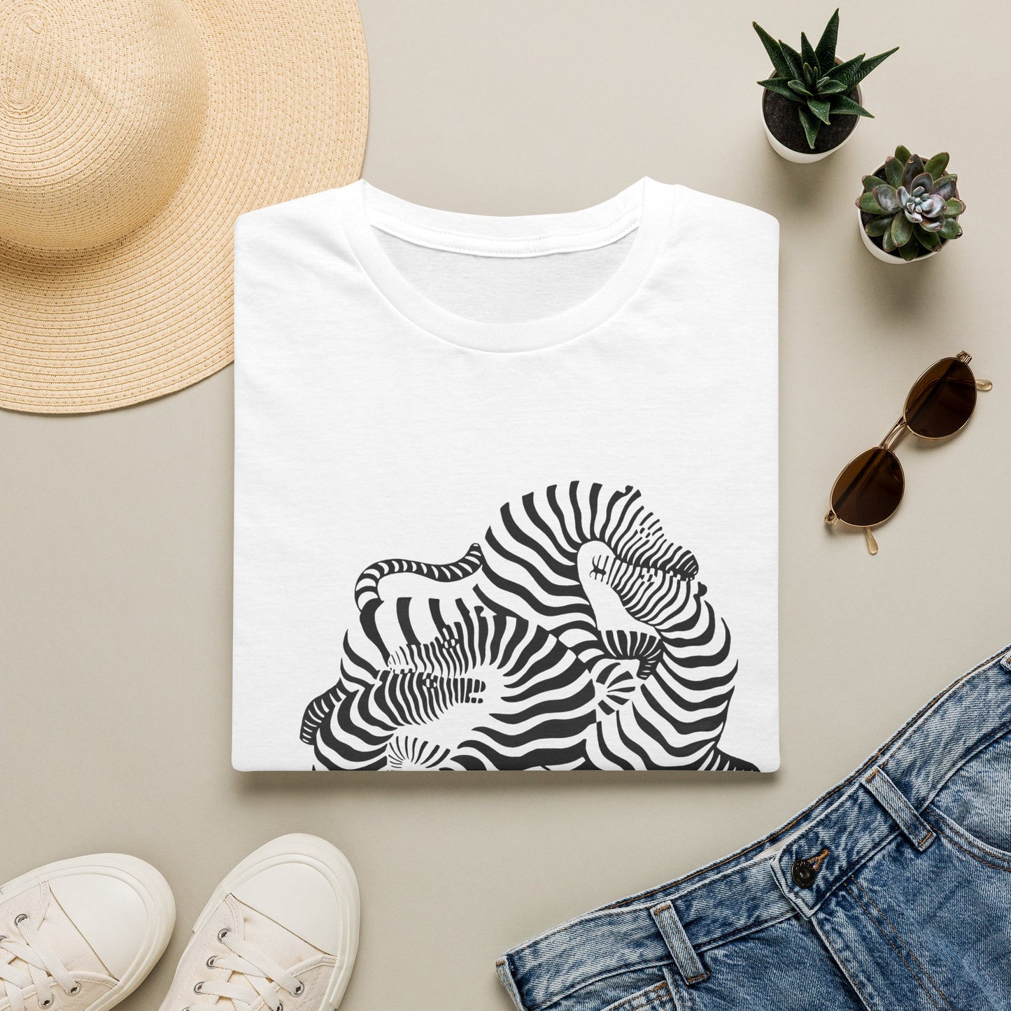 Zebra Wave T‑Shirt — Abstract Black & White Striped Design
