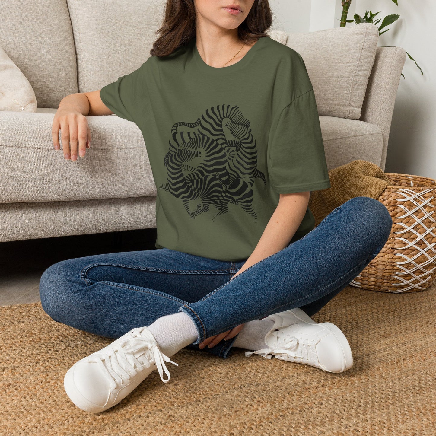 Zebra Wave T‑Shirt — Abstract Black & White Striped Design