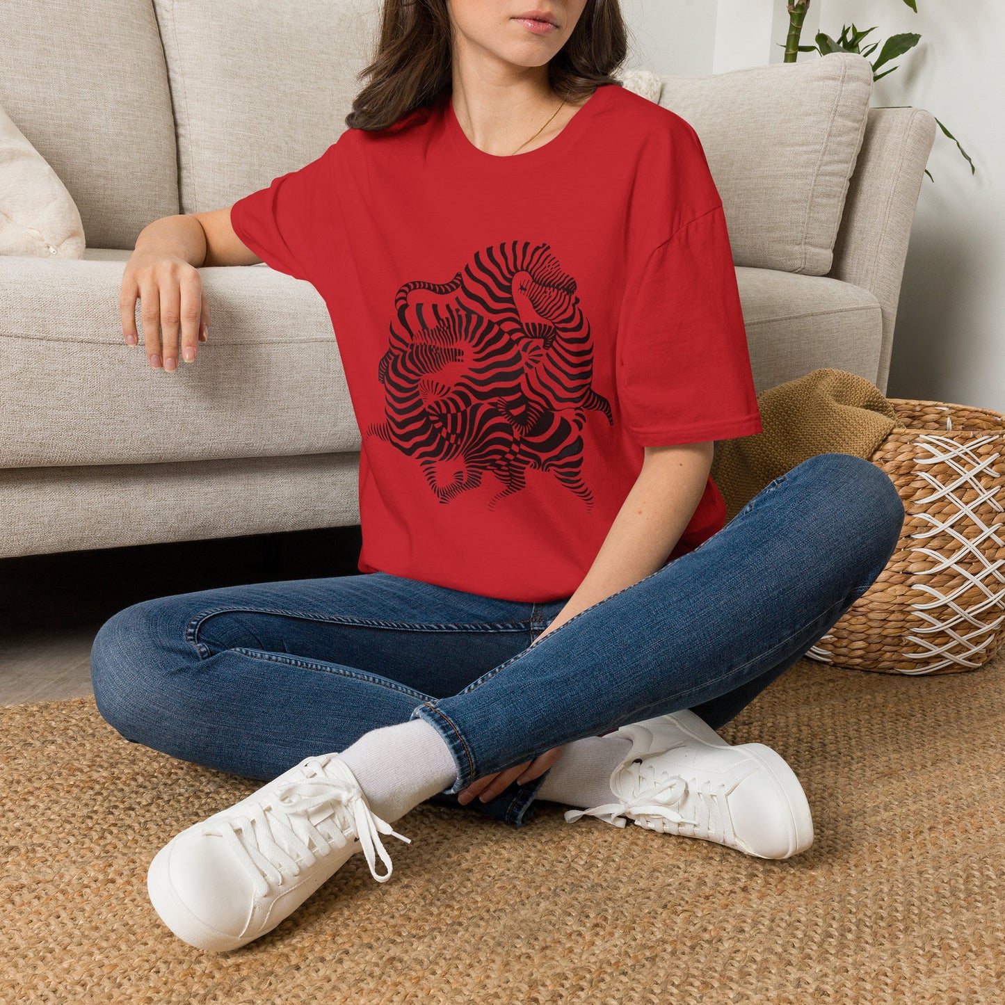 Zebra Wave T‑Shirt — Abstract Black & White Striped Design