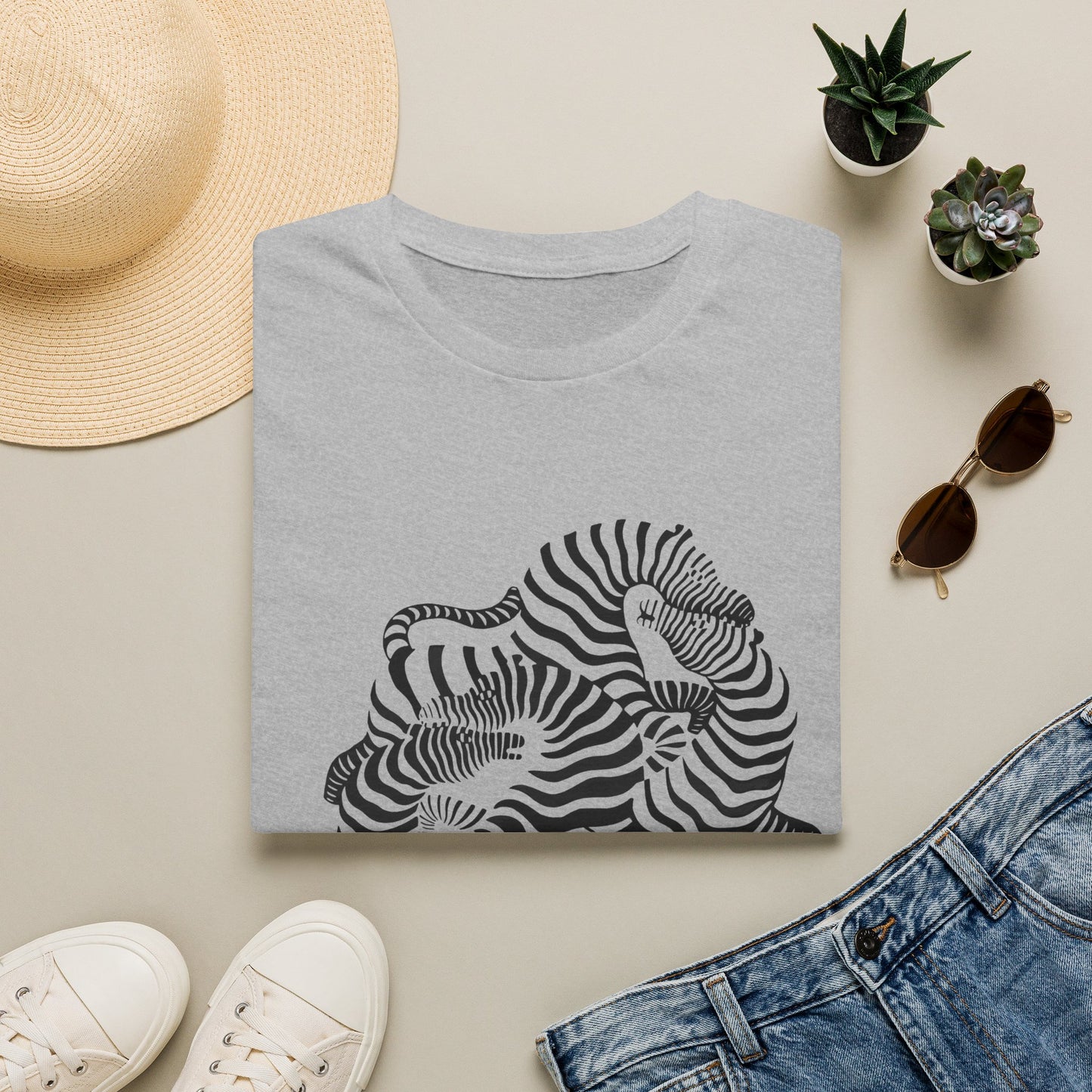 Zebra Wave T‑Shirt — Abstract Black & White Striped Design